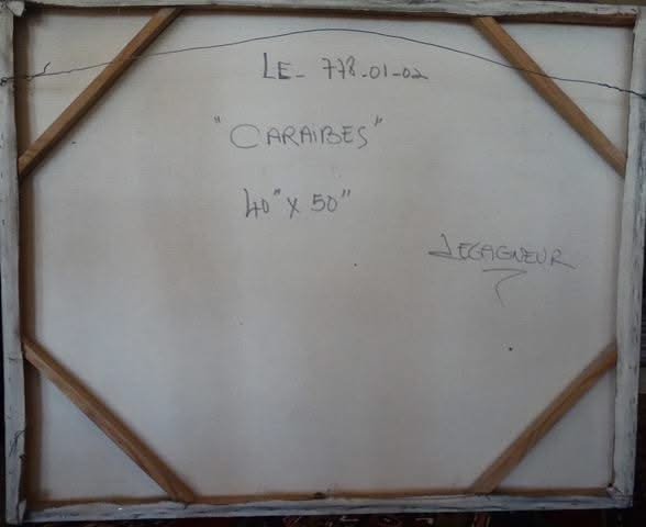 Jean-Claude Legagneur 40"x50 » Caraïbes 1982 Acrylique sur toile Peinture #1RP