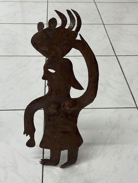 Georges Liautaud (Haitian, 1899-1991) 20"x11" BLACK WOMAN SELLER Steel-Cut Sculpture #3GN-HA