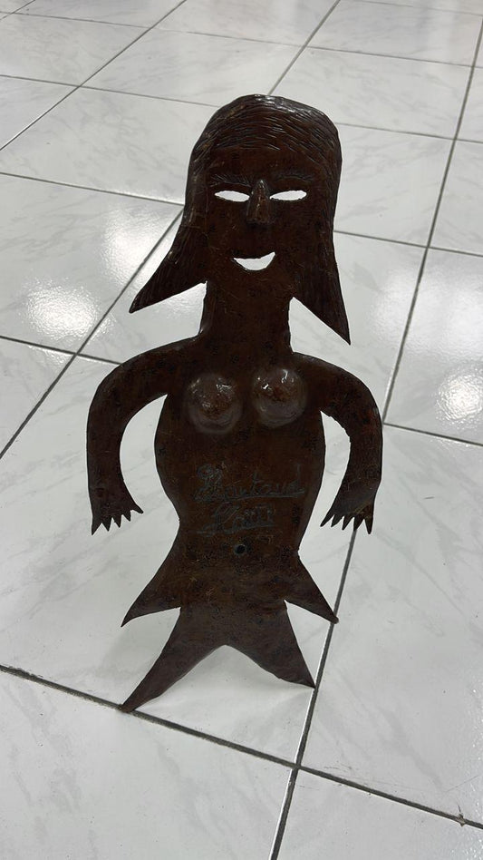 Georges Liautaud (Haitian, 1899-1991) 20"x9" BLACK WOMAN MERMAID Steel-Cut Sculpture #5GN-HA