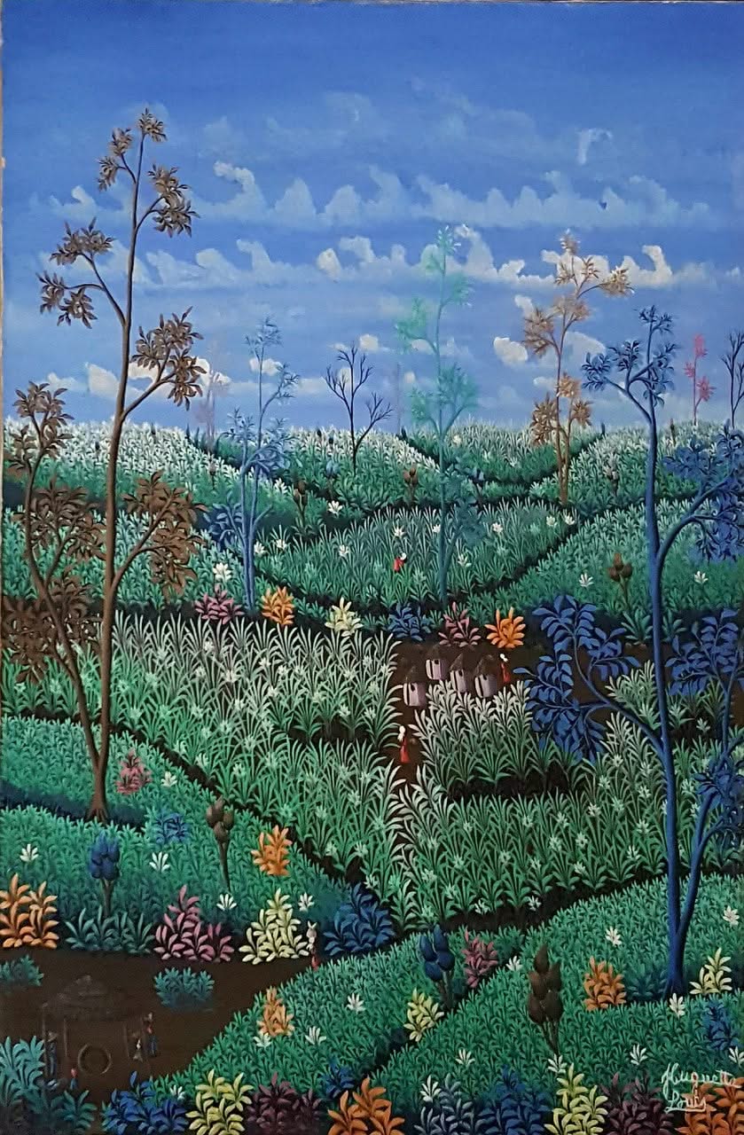 Huguette Louis 36"x24" Rural Scene c1980 Oil on Canvas #1JN-NY