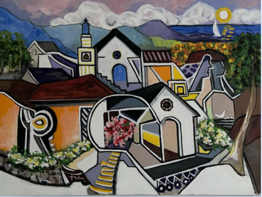 Rolande Magloire 30"x40" The Village  2021 Oil on Canvas #5RM