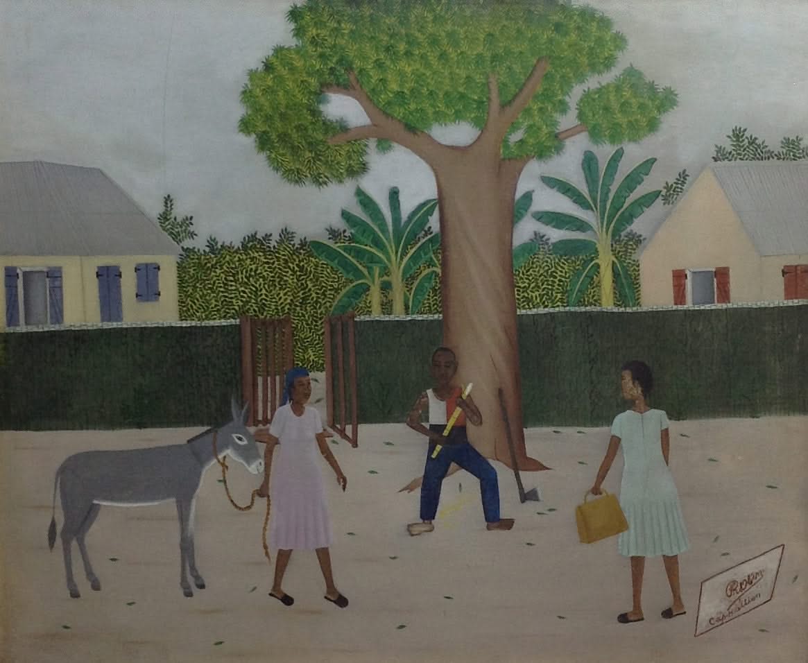 Philome Obin (1891-1986) 20"x24"Rural Scene #2602GN-HA Oil on Board