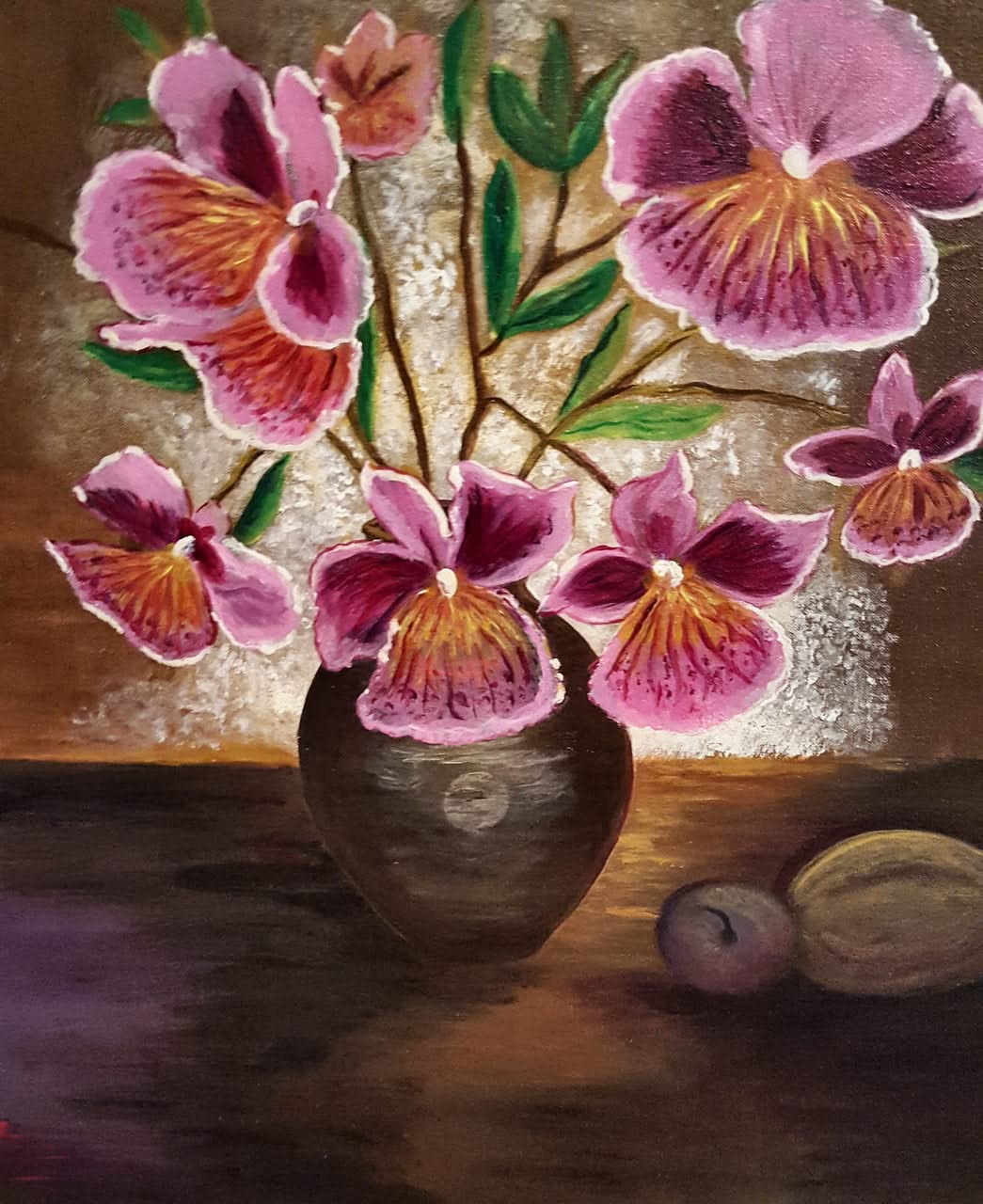 Raymonde Talleyrand 24"x24" Orchids in Light 2014 Acrylic on Canvas