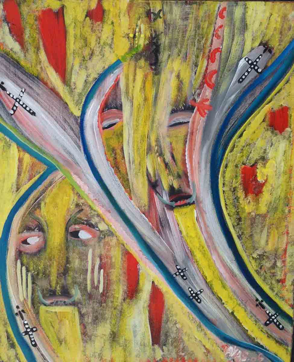 Payas (Pierre-Sylvain Augustin) 24"x20" In Transe 2006 Oil on Canvas #2622GN-HA