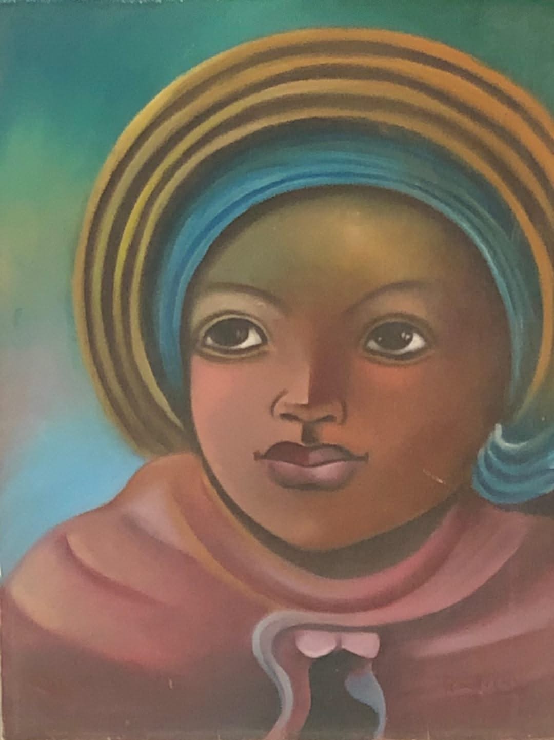 J. Rodríguez 16"x12" Retrato 1994 Óleo sobre lienzo #1FC