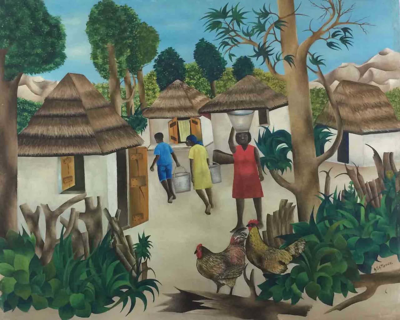 Andre Saturne (1927-1983) 20"x24" C1970 Water Carriers Oil #2-3-96GSN-HA