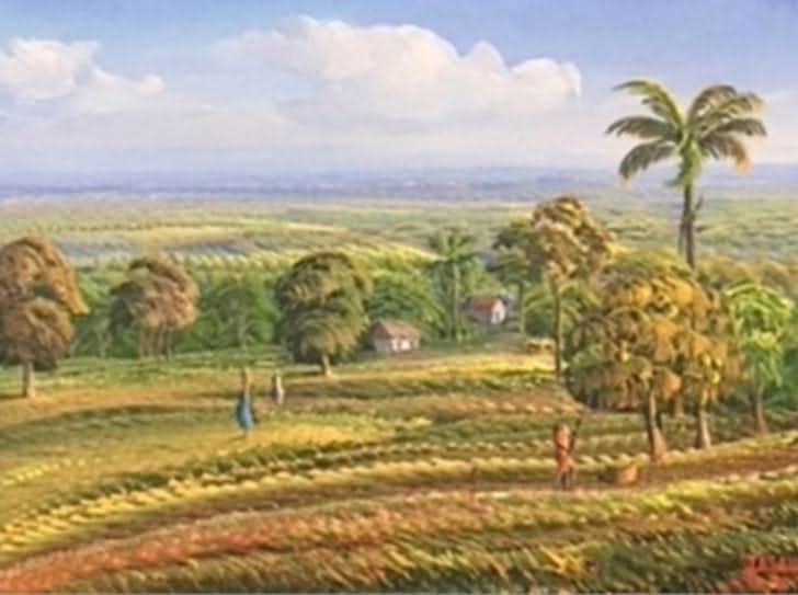 Jean-Adrien Seide 12"x16" Yellow Landscape Acrylic on Canvas #J93