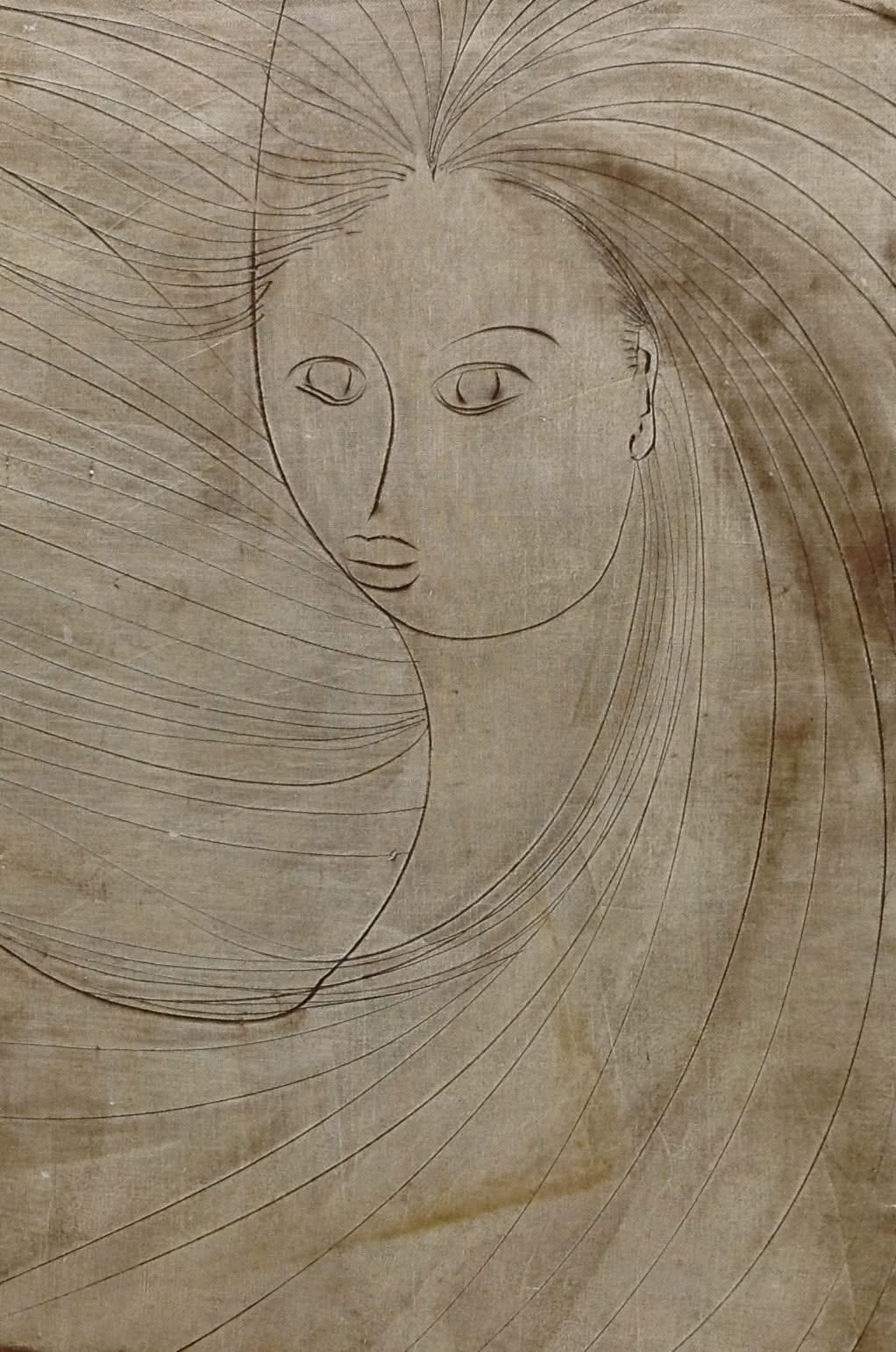 Sacha Thebaud- Tebo (1934-2004) 20"x13" The Girl Wax and Pigments on Canvas#9705GN-HA