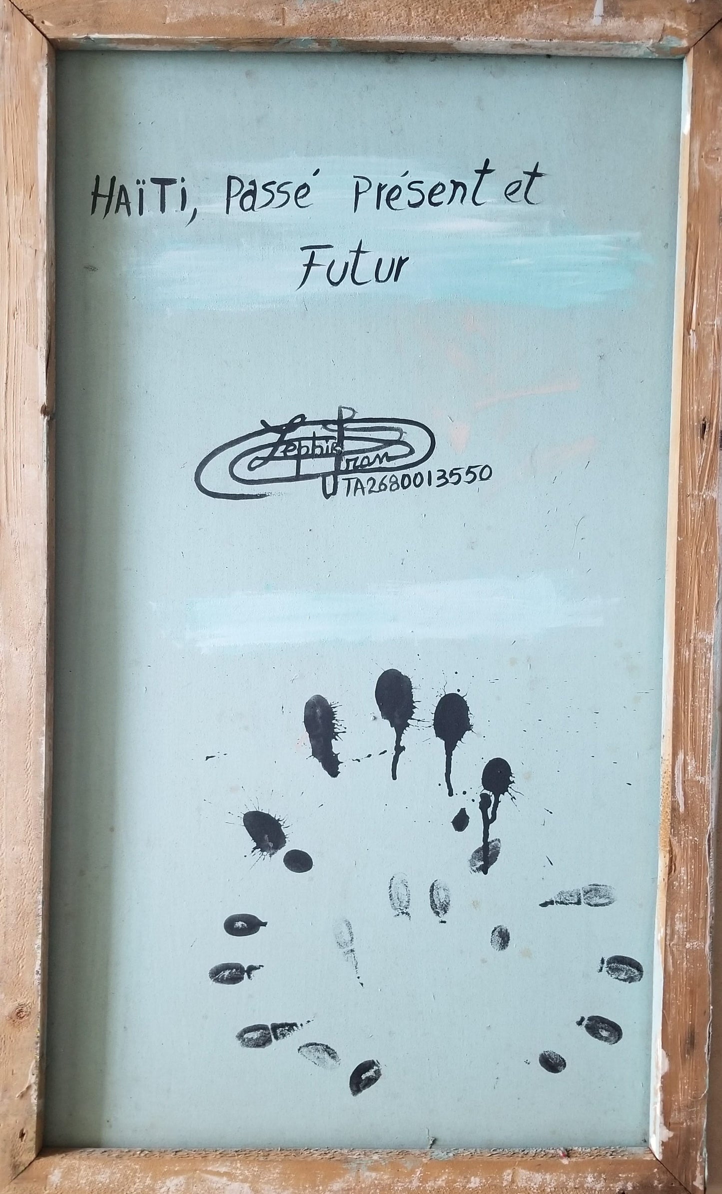 Frantz Zephirin 30"x18" Haiti, Passé, Présent et Futur 2000 Oil on Canvas #7JN-HA