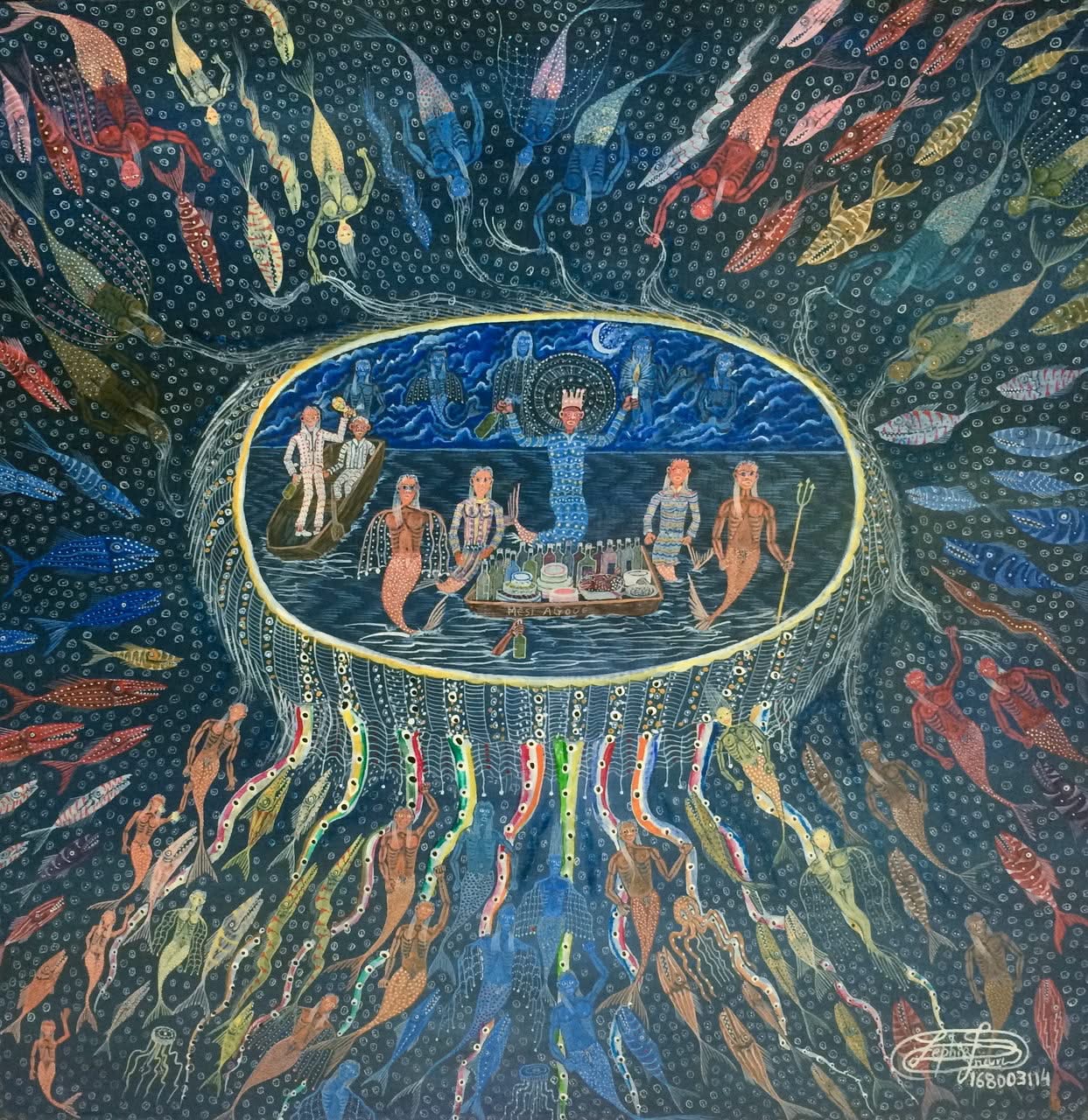 Frantz Zephirin 16"x16" Voodoo Scene Oil on Masonite #1403GN-HA