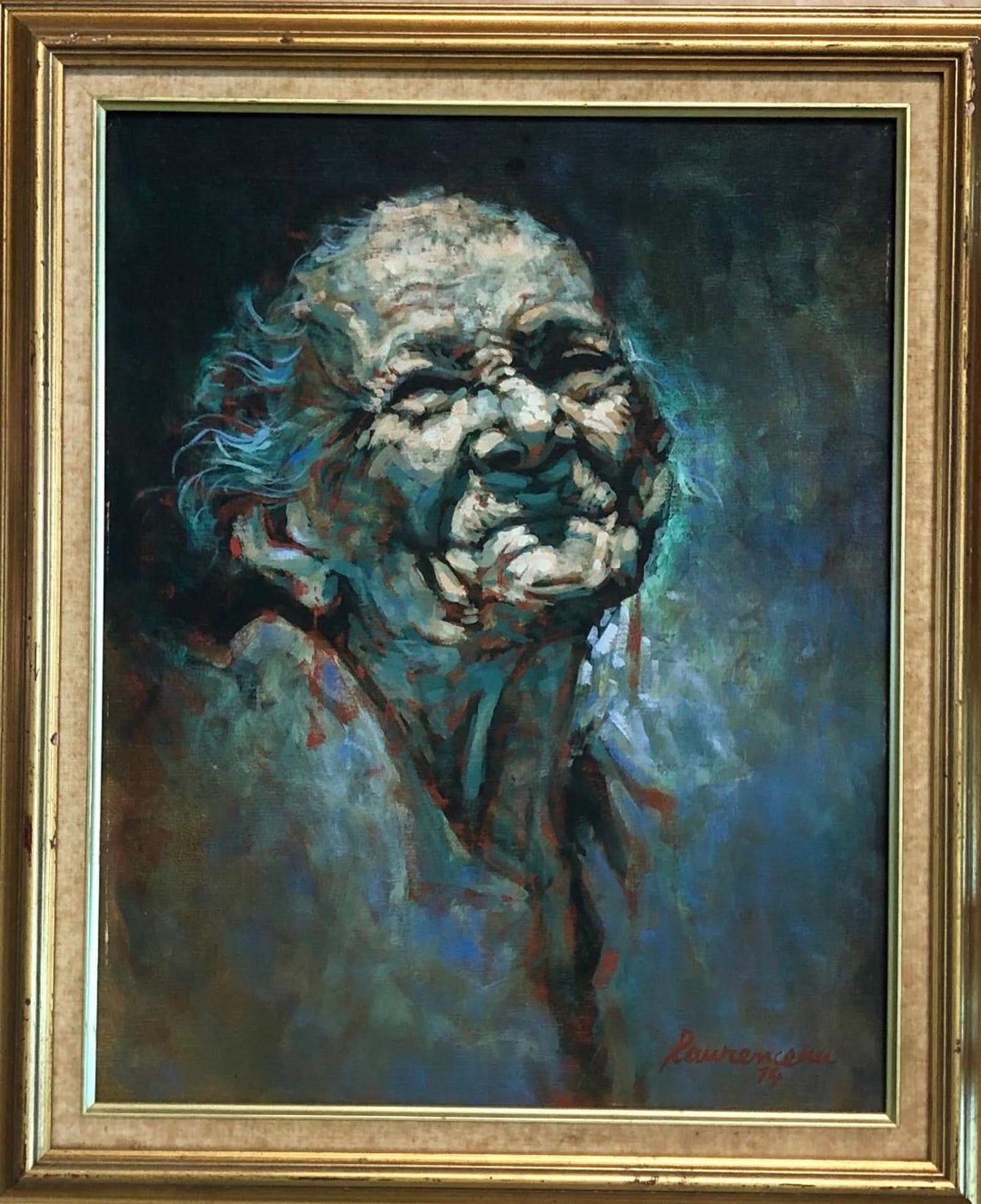 Lyonel Laurenceau (Haitian, b. 1942) "Maria Laurenceau" 1974 Acrylic on Canvas Painting 20"h X 16"w #8-3-96GSN-NY