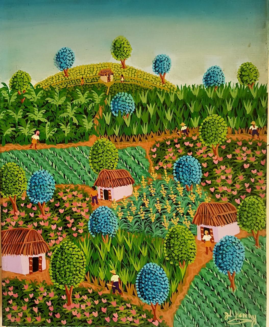 Jacques-Lionel Henry 20"x16" Rural Scene 1979 Oil on Canvas #3JN-NY