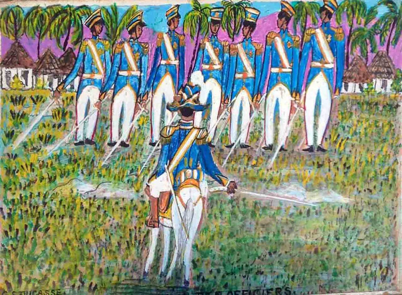 Gervais Emmanuel Ducasse (1903-1988) 16"x24" 1973 " Inspection des Officiers" Huile sur carton #15MFN