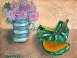 Tamara Baussan 12"x16" Still Life/Fruits 1997 Acrylic on Hardboard #J5