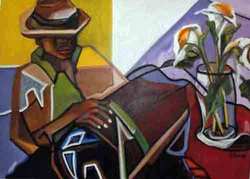 Rolande Magloire 30"x40" A Man With His Drum Oil on Canvas #3RM-NY