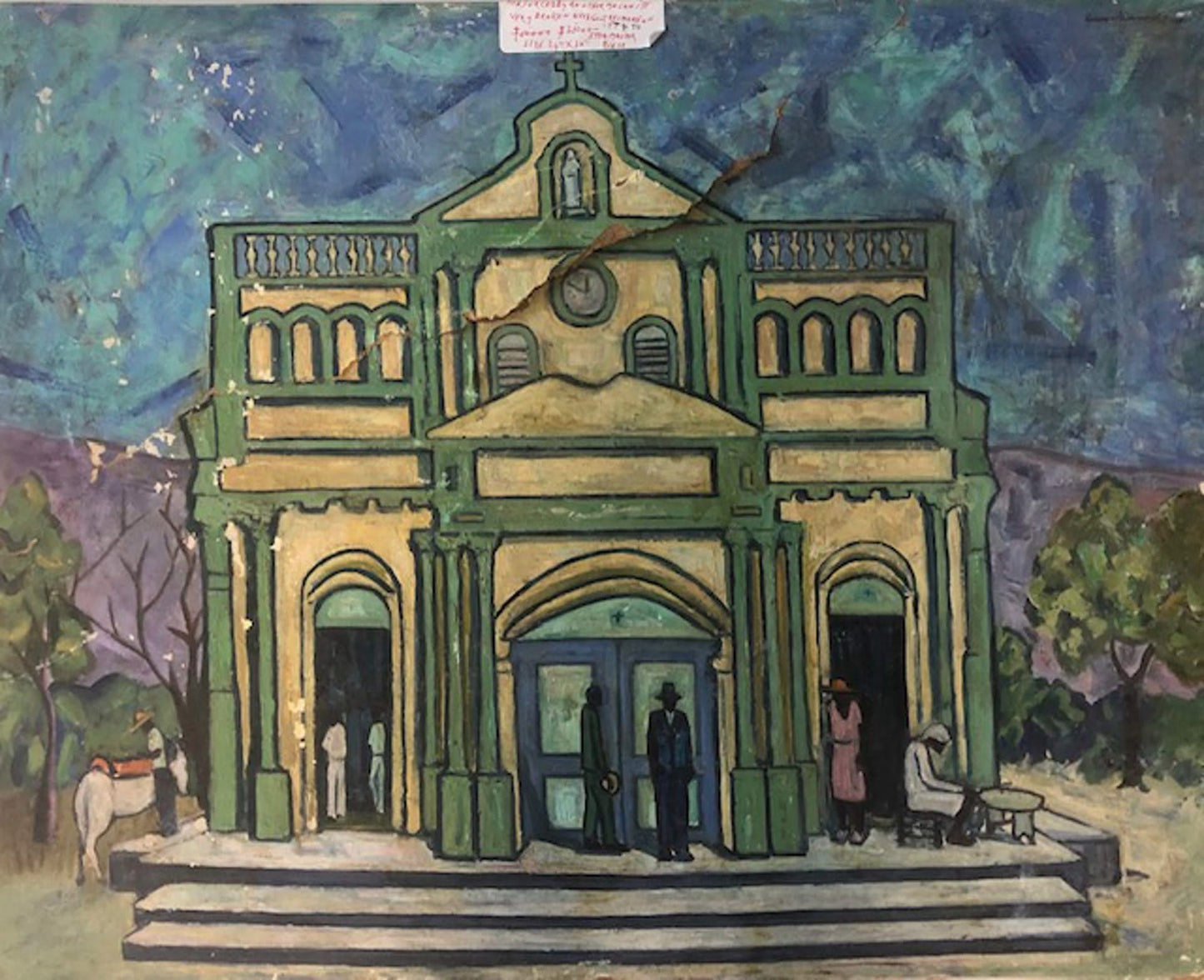 Gesner Armand (1936-2008) "The Old Church" Painting 24"h x-30"w #1-09-GSN-MIA