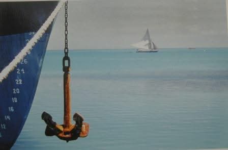 Haitian Postcard: Sailboat by Port-au-Prince, Haiti