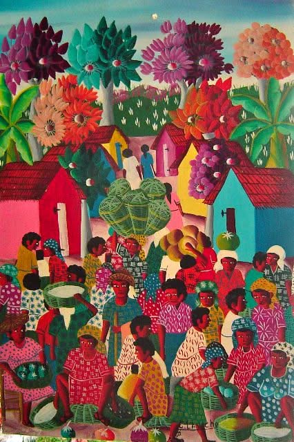 Edgard Lavache 24"x16" Market Scene Oil on Canvas #3-2-95MFN