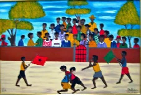 Charles Anatole (1922-1979) 24"x36" "Fight" 1972 Oil on Board #10-2-95MIA