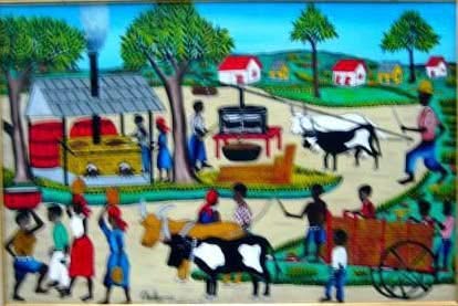 Charles Anatole (1922-1979) 24"x36" Sugar Canes Fabrication c1970 Oil on Board #3-2-95MIA