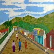 Philome Obin (1891-1986) 24"x30" Rural Scene Oil on Board #2601-GN-HA