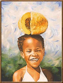 Sophia  Lacroix 20"x15" Giroumou Sou Tet (Pumpkin on Head) Giclee on Canvas Limited Edition 50 s/n #2LS-10-15
