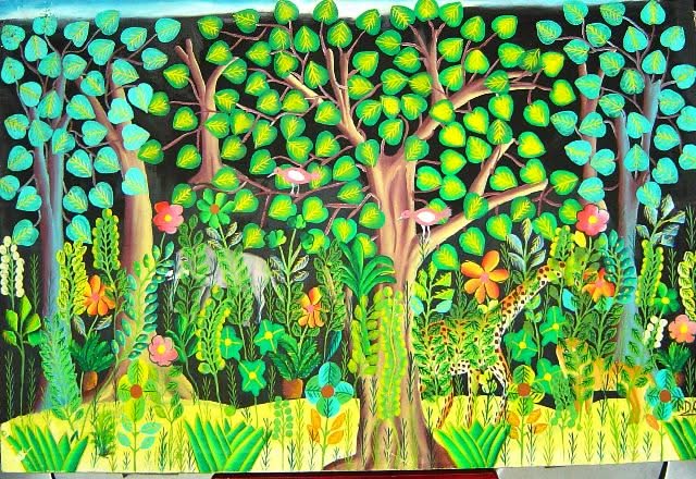 Fritz Damas 24"x36" 1975 Jungle Oil on Canvas #2-2-95MFN