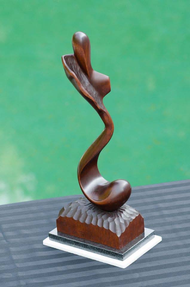 Randolph San Millan "Simplicity" 20"h x 9"w x 6"d Wood Sculpture on Granite #CRSM6