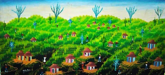 J.R. Jn-Louis 12x24 Village Scene Oil on Canvas #3-1-96MFN