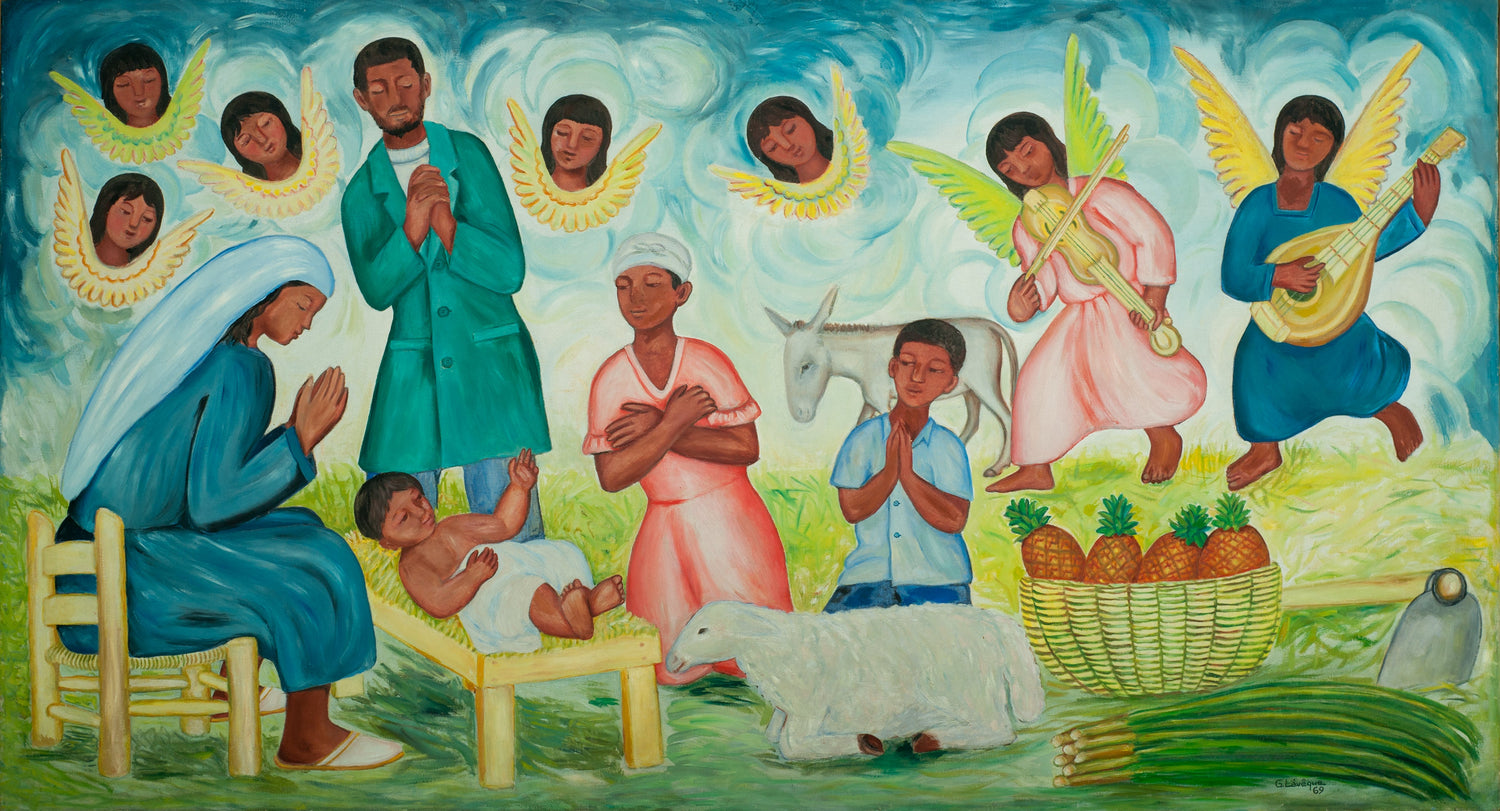 Painting by Gabriel Lévêque, Haitian Renaissance artist known for soft colors, spiritual themes, and the 1948 Sainte Trinité Cathedral murals.