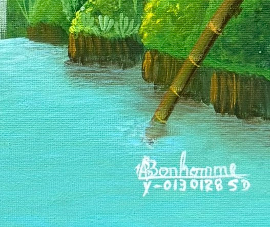 Albott Bonhomme 16"x12" Lovebirds by the Waterfall 2026 Acrylic on Canvas Mounted on Panel Painting #67MFN