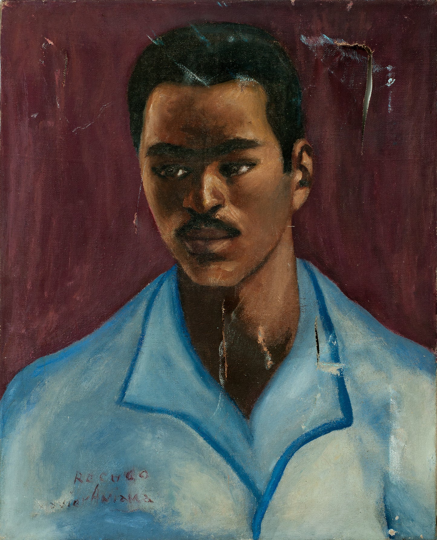 Xavier Amiama 20"x16" Man's Portrait Oil On Canvas Painting #9-3-96GSN-Fondation Marie & Georges S. Nader