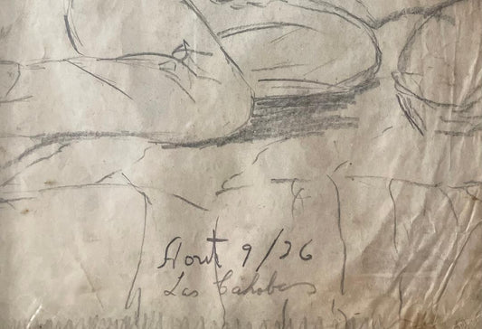 Xavier Amiama (1910-1969) 10,5"x8" LOS CAHABOS 1926 Crayon et encre sur papier Dessin encadré #15-3-96MFN