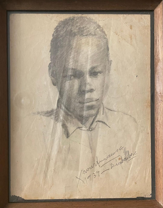 Xavier Amiama (1910-1969) 10.5"x8" UNTITLED 1939 Pencil & Ink on Paper Drawing Framed #35-3-96MFN