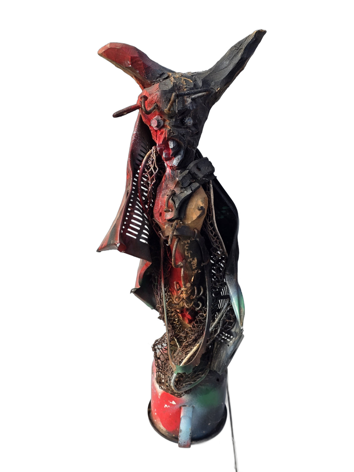 André Eugène mixed media sculpture "Gede Fè" made from recycled metal, Haitian Vodou-inspired art