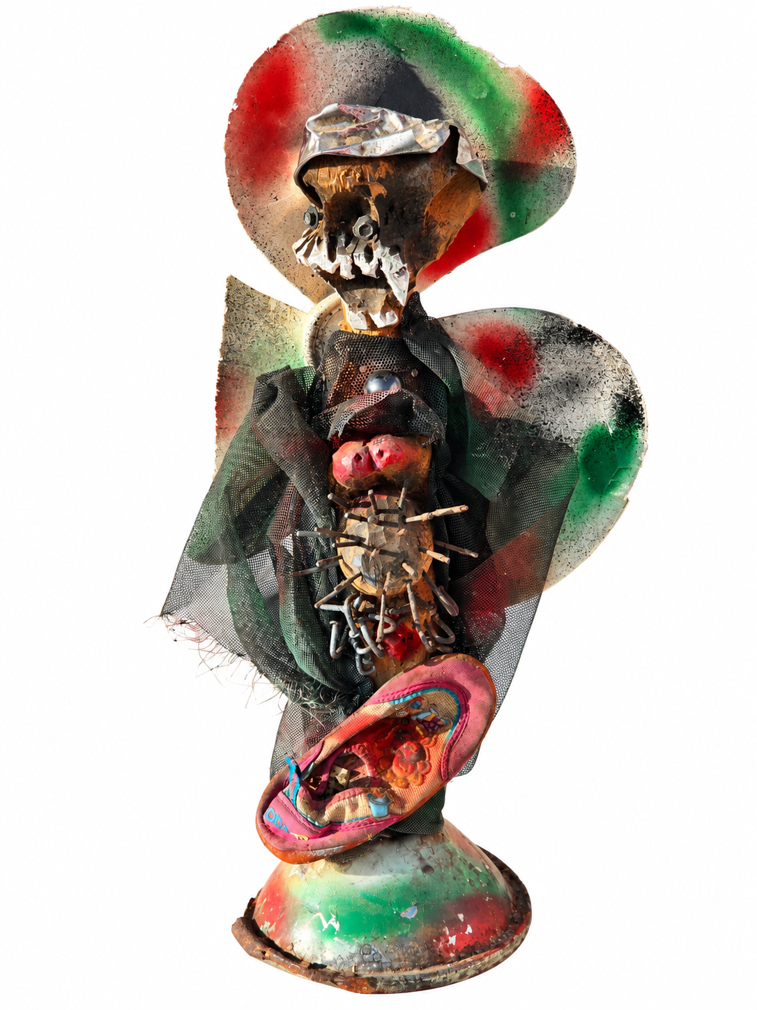André Eugène mixed media sculpture "Bawon Simityè" made from recycled metal, Haitian Vodou-inspired art