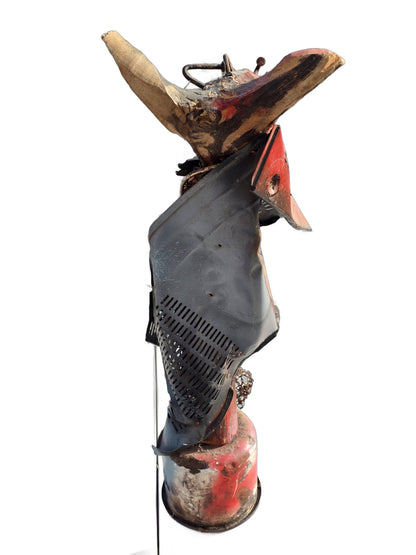 André Eugène 20"x4.5" Gede Fè Mixed Media Sculpture on Recycled Material #3HK