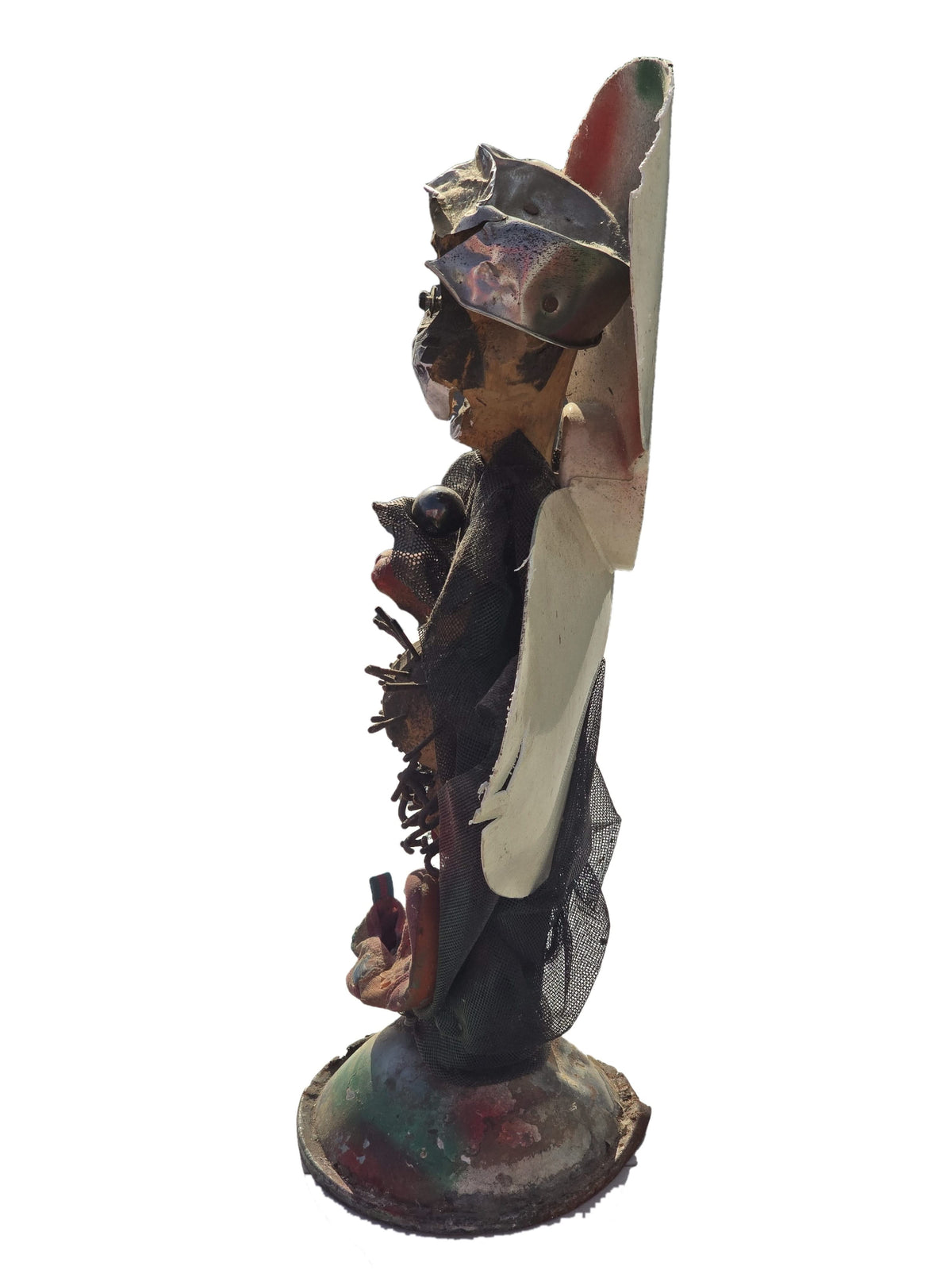 André Eugène 22"x7.5" Bawon Simityè Mixed Media Sculpture on Recycled Material #2HK