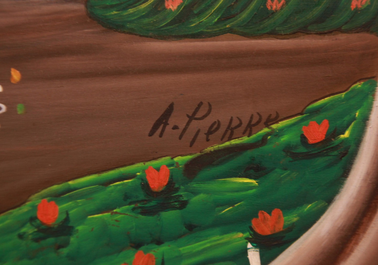 Andre Pierre (1914-2005) 35.50"x23.25" G. Roungol, Soleil: The 3 Spirits c1970  Oil on Board Unframed Painting #1TP