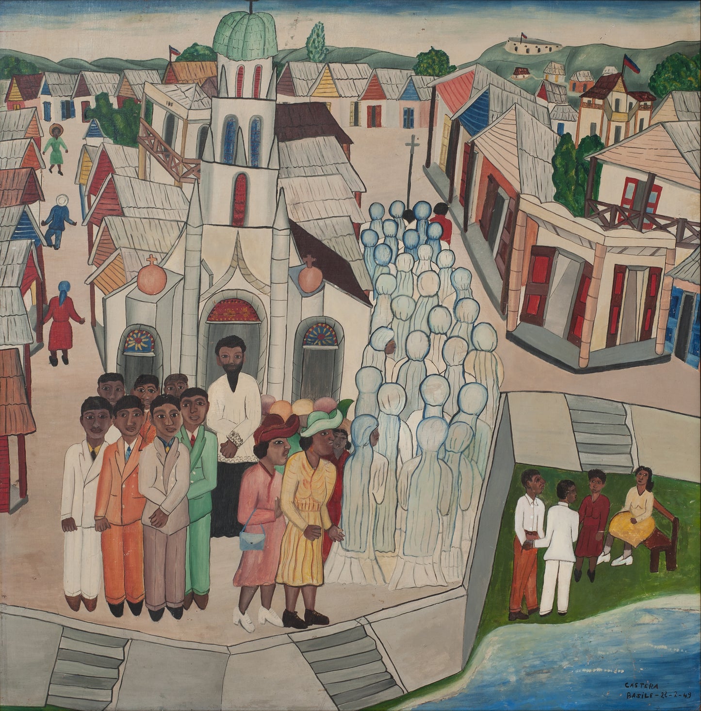 Castera Bazile (1923-1966) 24.50"x24" The Wedding 1949 Oil on Masonite #3-3-96GSN-HA - Fondation Marie & Georges S. Nader