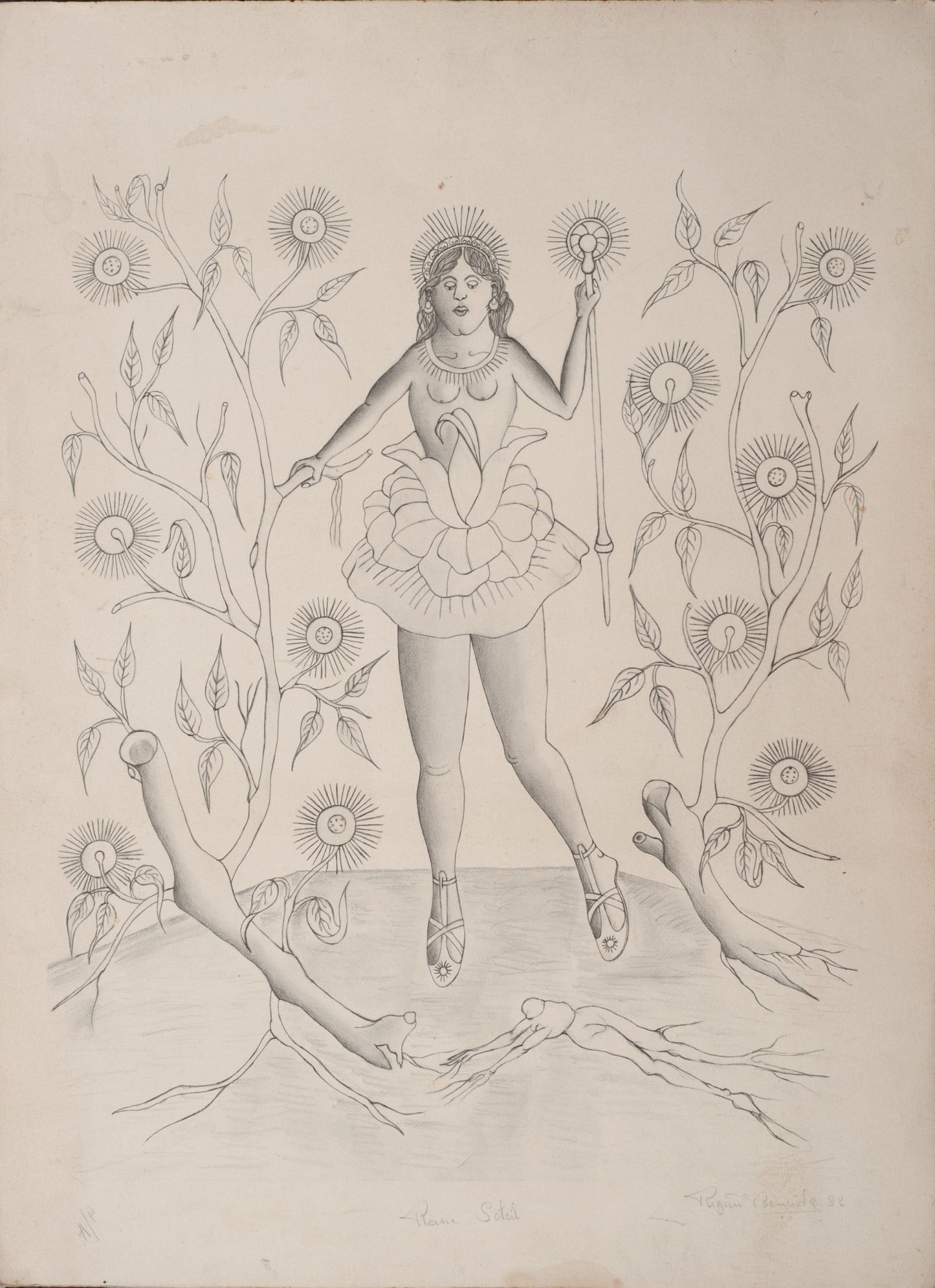 Rigaud Benoit (19111986) 30"x22" Reine Soleil 1982 Black and White Ar