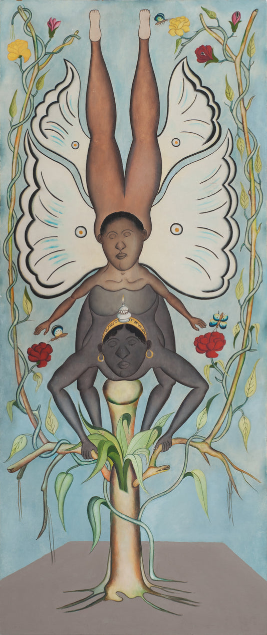Rigaud Benoit (1911-1986) 37"x15.50" Butterflies Couple Oil on Board Painting #2-3-96GSN-Fondation Marie & Georges S. Nader
