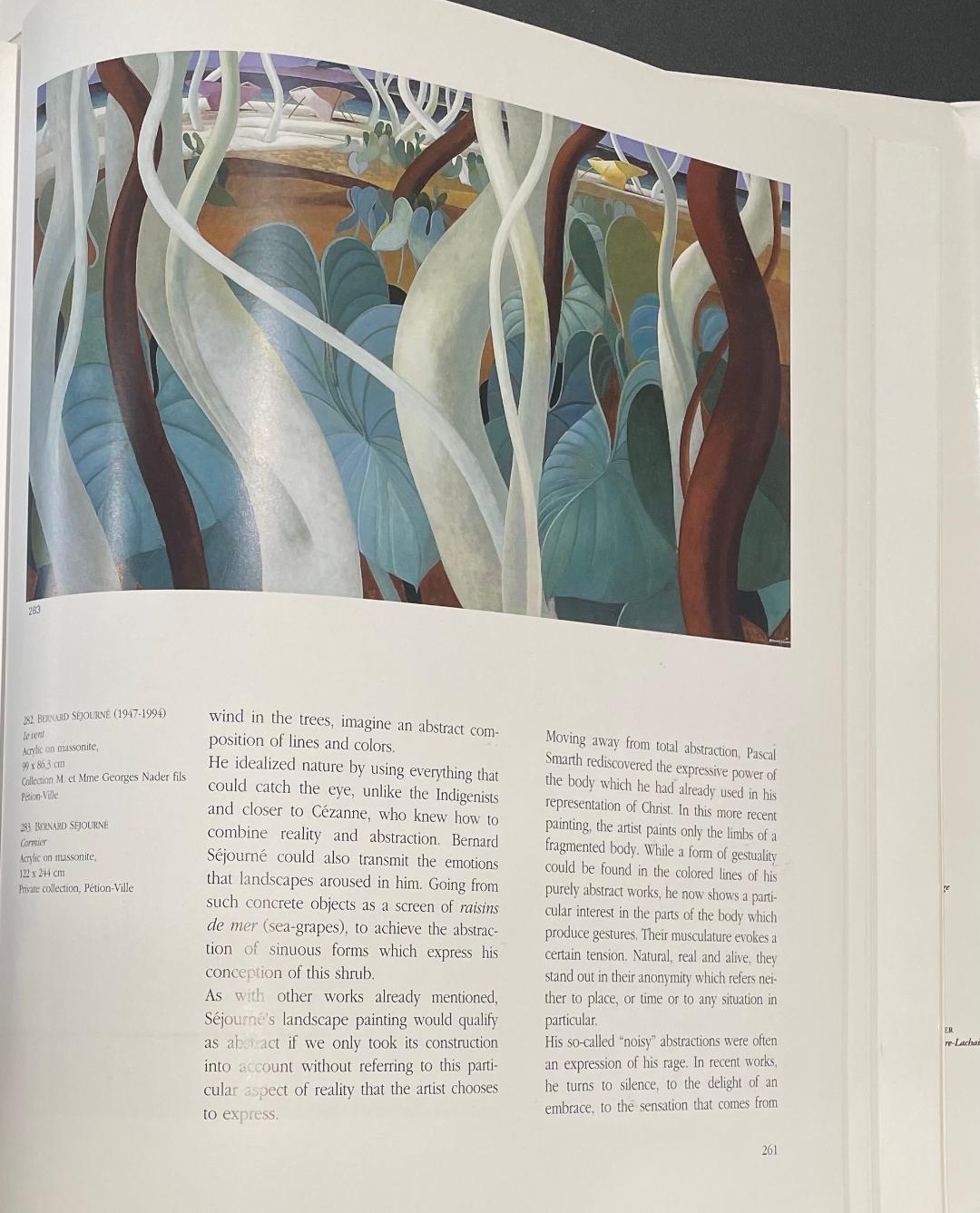 Bernard Sejourne (1947-1994) 48"x60" Vert Par Cormier Beach 1984 Acrylique sur Masonite Peinture #2409GN-HA-Publié dans "Peintres Haitiens", pp261