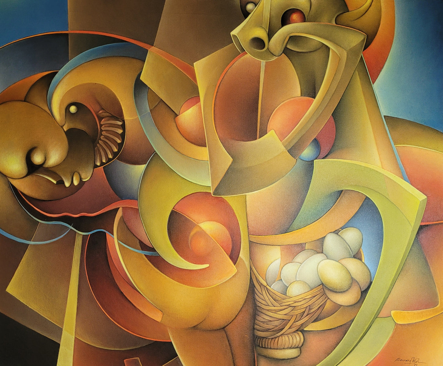 Abstract artwork with swirling colors and shapes