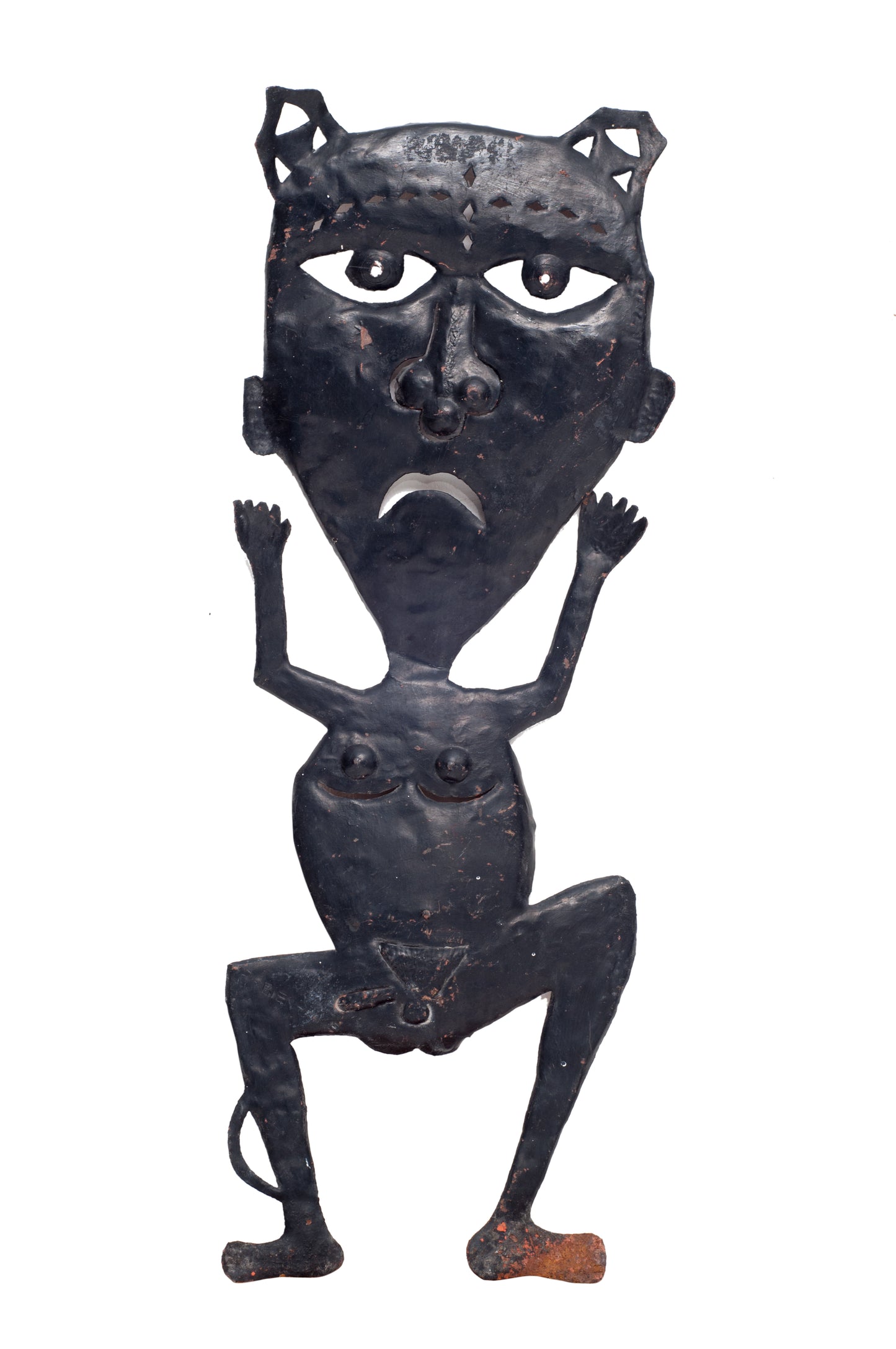 Gabriel Bien-Aime 21,50"x 35" Sculpture de tambour en acier découpé avec figure masculine #1GSN-Fondation Marie &amp; Georges S. Nader
