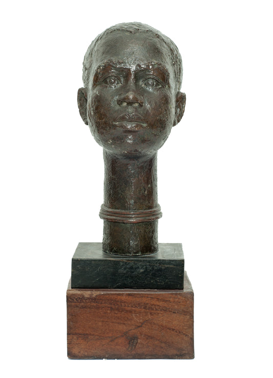 Ludovic Booz (1940-2015) 17"x6"x5.25" Male Figure Bronze Sculpture #1-3-11GSN-Fondation Marie & Georges S. Nader