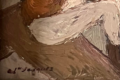 Carlo Jn-Jacques (1943-1990) 24"x24" Family Gathering c1980 Acrylic on Canvas Painting ##1IB
