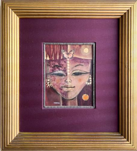 Jean-Claude Castera (1939-1992) 10"x8" The Girl With A Butterfly 1989 Acrylic on Masonite Framed #1MB