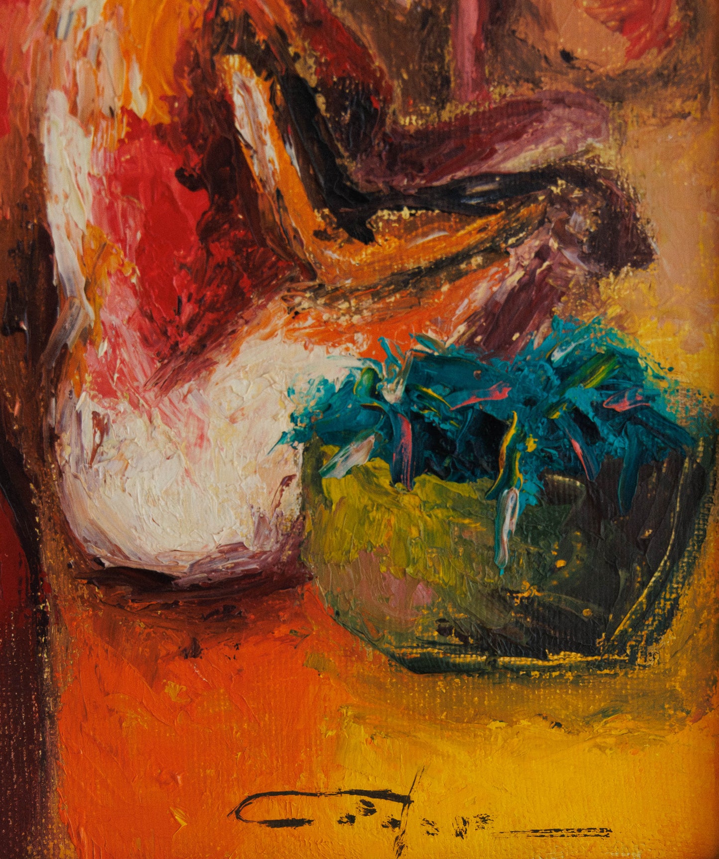 Dieudonne Cedor (1925-2010) 30"x12" Market Scene 1971 Oil On Canvas Unframed Painting #1LW