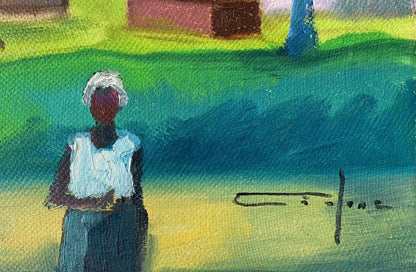 Dieudonne Cedor (1925-2010) 16"x20" Haitian Village Scene c1979 Oil On Canvas Unframed Painting #5ML